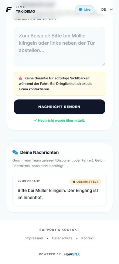 Nachricht gesendet.