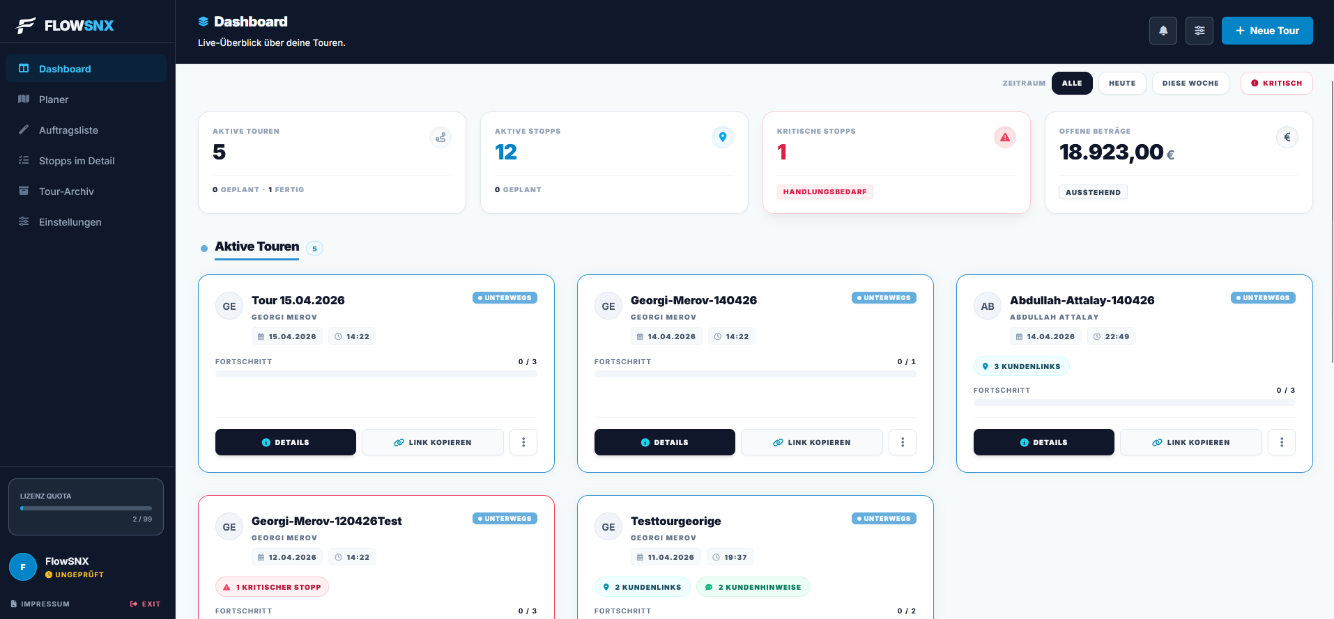 FlowSNX Dashboard
