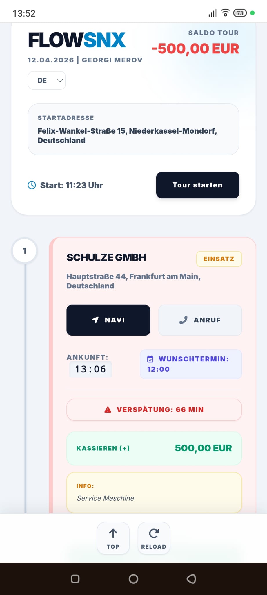 Fahrer Ansicht